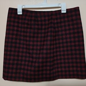 Madewell Plaid Mini Skirt in Red and Black